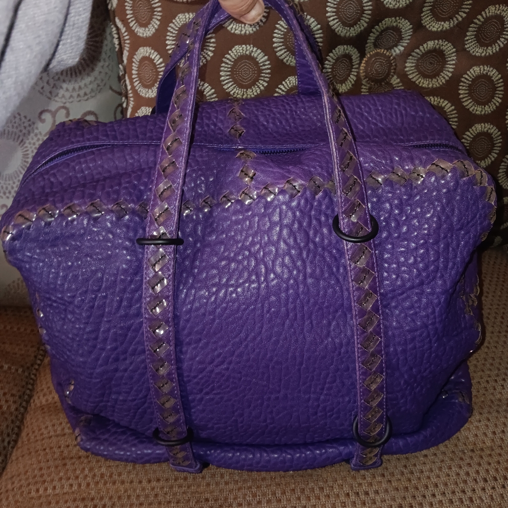 Bottega Veneta Purple Leather Large Shoulder Bag